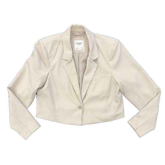 Abercrombie & Fitch Beige Cropped Blazer Size Medium - Picture 1 of 8